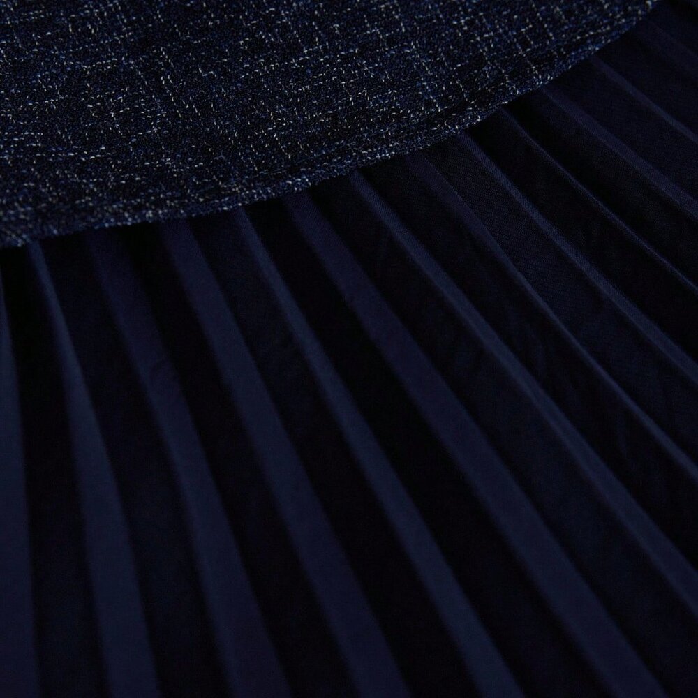 Navy Blue Elegant Women's Pleated Sleeveless Dress - Picture 7 of 7